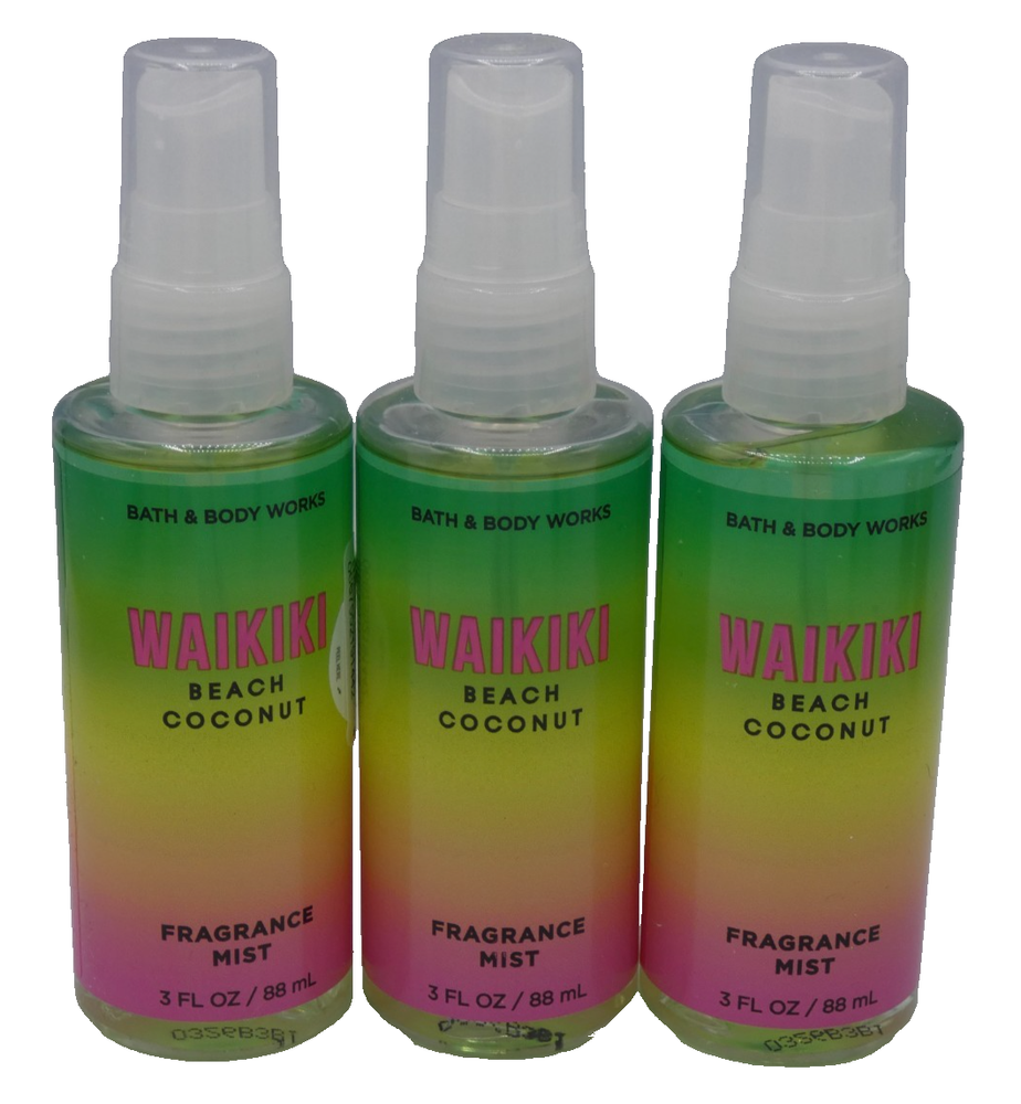 3 BATH & BODY WORKS WAIKIKI BEACH COCONUT Body MIST  Spray Travel