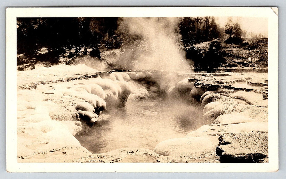 Vintage Picture Photo Yellowstone National Park Oblong Geyser Crater Photograph