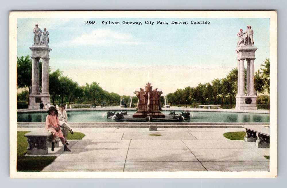 Denver CO-Colorado, Sullivan Gateway, City Park, Antique, Vintage Postcard