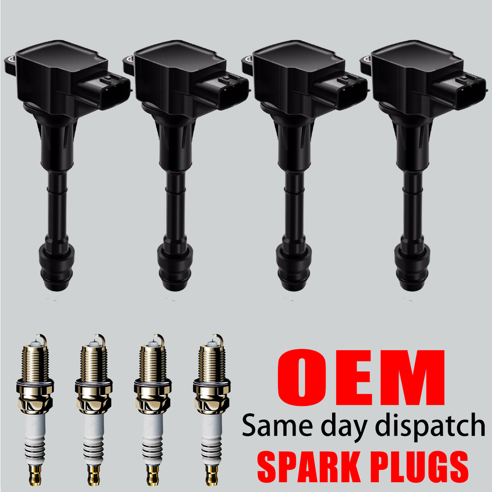 4X OEM Ignition Coils & Iridium Plugs for Nissan Altima X-Trail 2.5L UF350