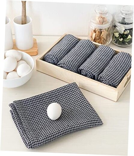 Eco-Friendly Black Recycled Cotton Waffle Kitchen Towels Set of 6