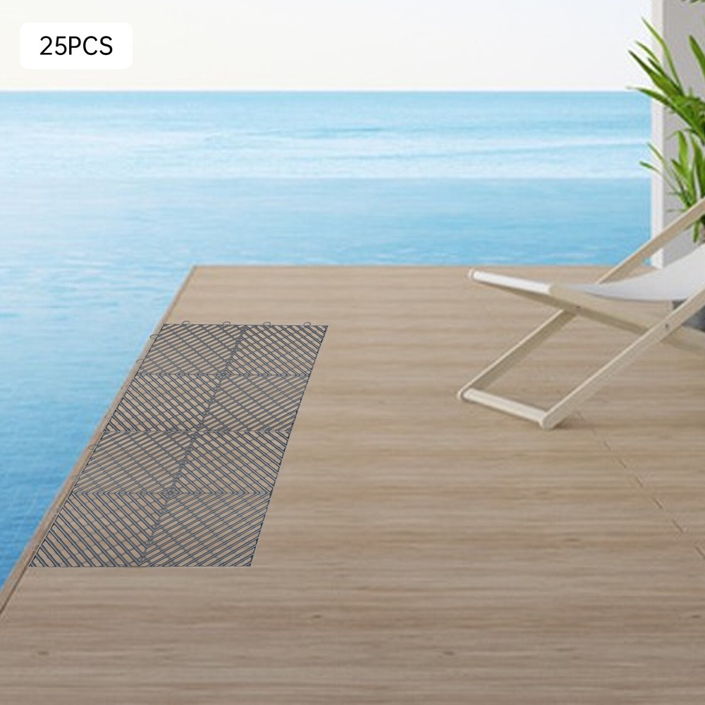 25PCS Graphite Interlocking 12x12x0.5 Inch Deck Drainage Tiles