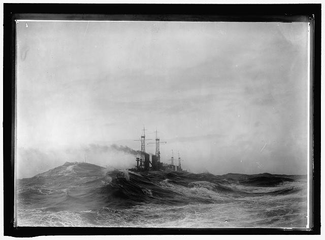 Photo:U.S. Navy Battleships Storm at Sea 1913 Navy Ships Waves