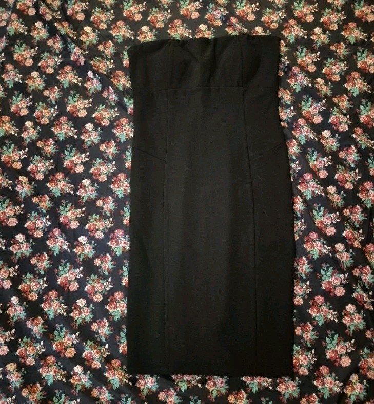 Felicity & Coco Black Strapless Sheath Dress Size L