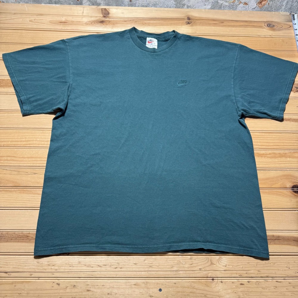 Vintage 90s Nike Mini Swoosh Embroidered Blank Tonal T-Shirt USA Size XXL