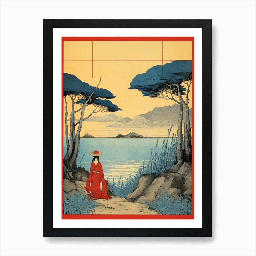 Inland Sea, Japan Vintage Travel Ar Framed Wall Art Poster Canvas Print Picture