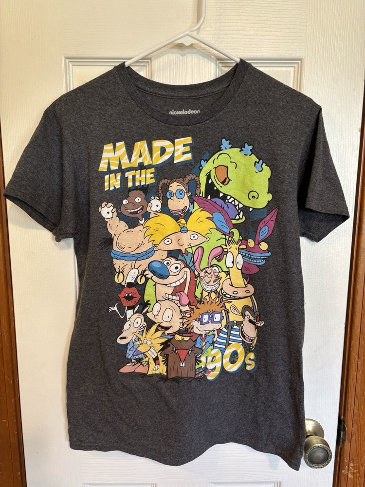 Nickelodeon Made in the 90's Characters  T-Shirt Athletic Gray Small