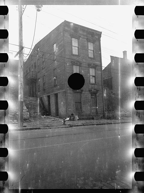 Unknown City USA 1930s Wooden Building Steps Balconies Windows Carl Mydans