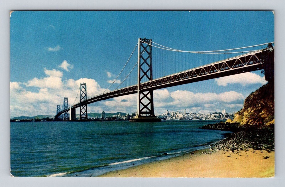 San Francisco CA-California, Bay Bridge, Antique, Vintage Souvenir Postcard