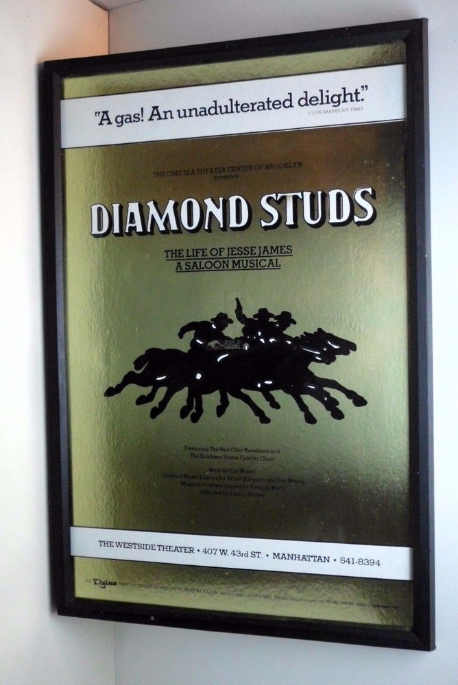 Life of Jesse James DIAMOND STUDS Musical Framed Poster Brooklyn New YorkVTG