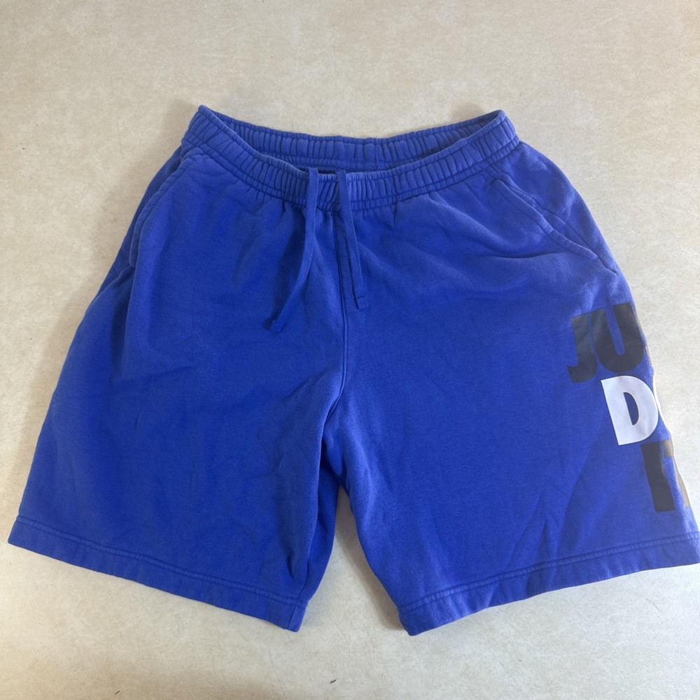 Nike Sweat Shorts Mens Large Blue Fleece Drawstring Just Do It Logo