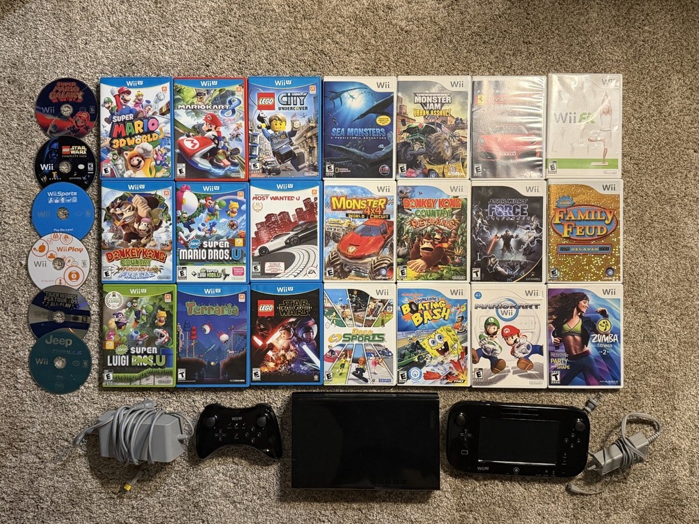 Nintendo Wii U Console Lot with 27 Games