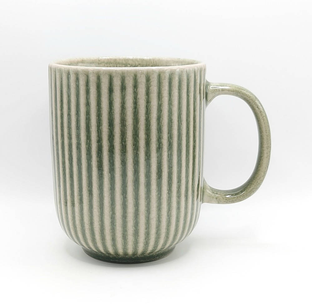 Stripped Pattern Coffee Mug 20 Oz Ceramic Green Tones, Aesthetic Cup by Melo