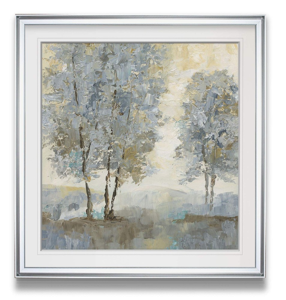 Soft Sentinel II Framed Contemporary Landscape Art Painting with Tree Illustration