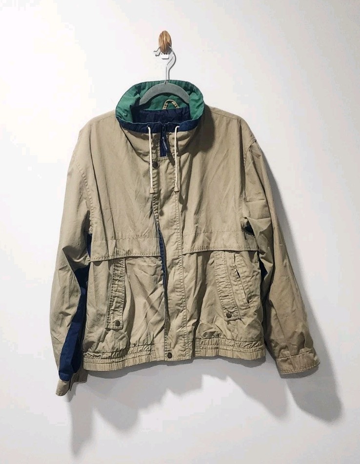 RARE Vintage McGregor Tan bomber Jacket Size L Zipper Snap Closure