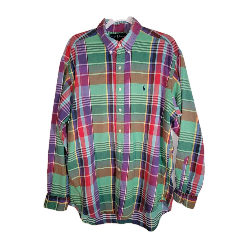 Ralph Lauren Blake Shirt Button Down Long Sleeve Multicolored Plaid Men's Large