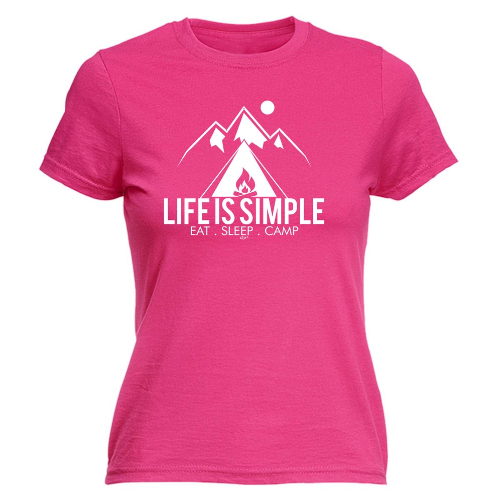 Life Is Simple Eat Sleep Camp - Womens T Shirt Funny T-Shirt Novelty gift tshirt
