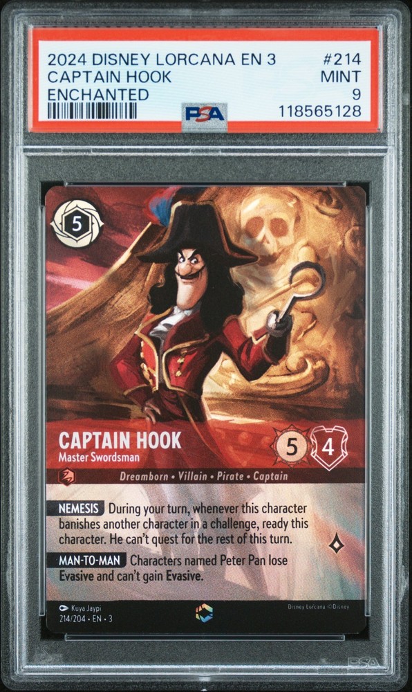 2024 Disney Lorcana En 3-Into The Inklands 214 Captain Hook - Psa 9