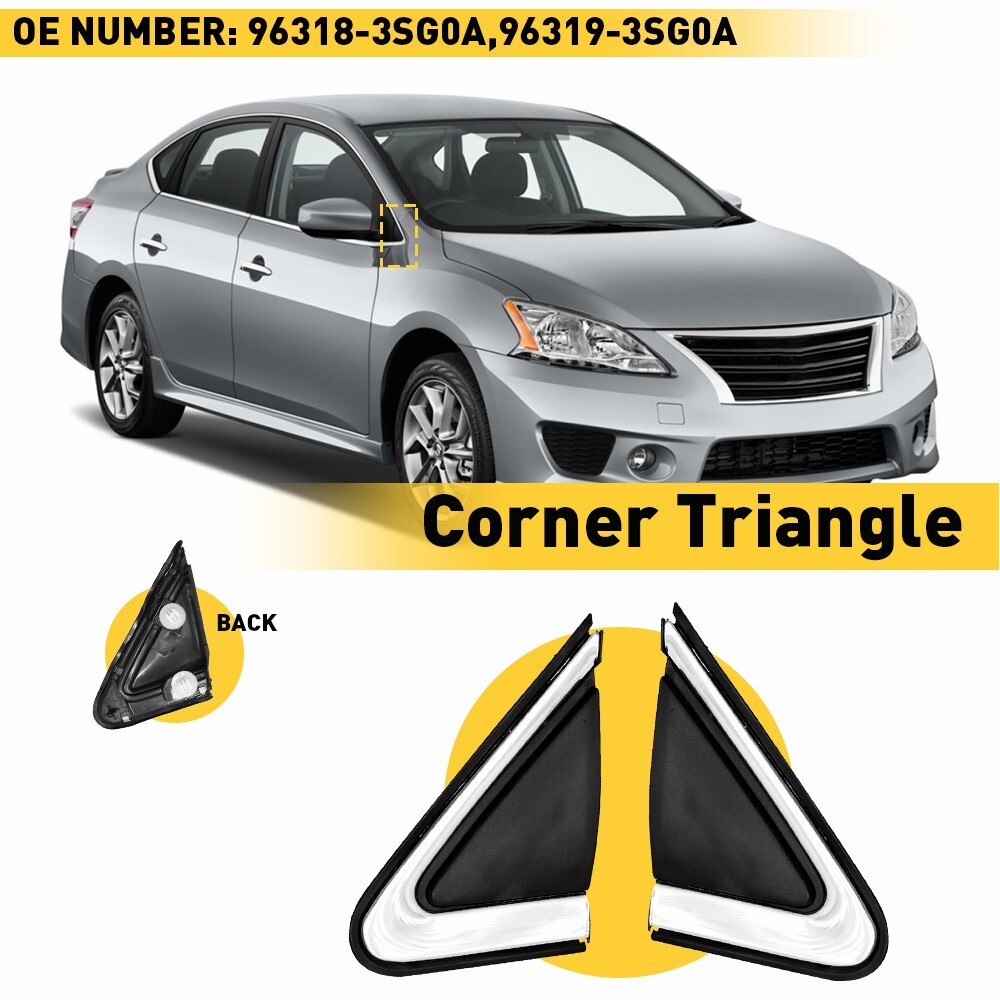 Pair of Driver & Passenger Side Mirror Fender Finishers for 2013-2019 Nissan Sentra