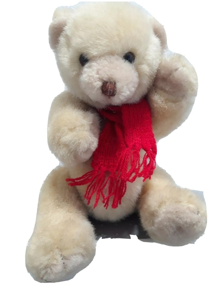 Blair Teddy Bear jointed plush with red ribbon 9