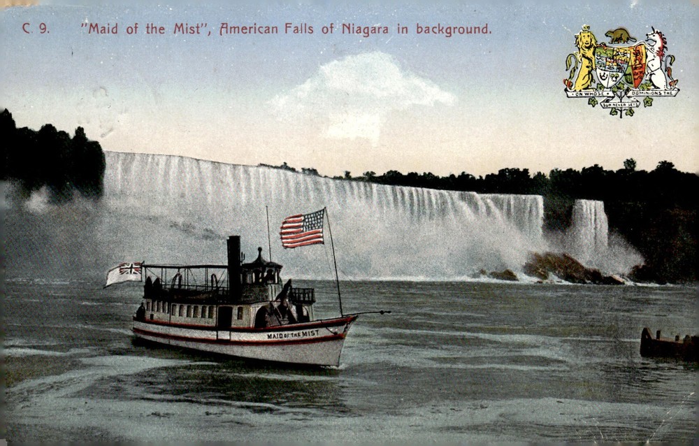 C1910 Maid of the Mist Steamboat Niagara Falls NY American Falls Litho Postcard