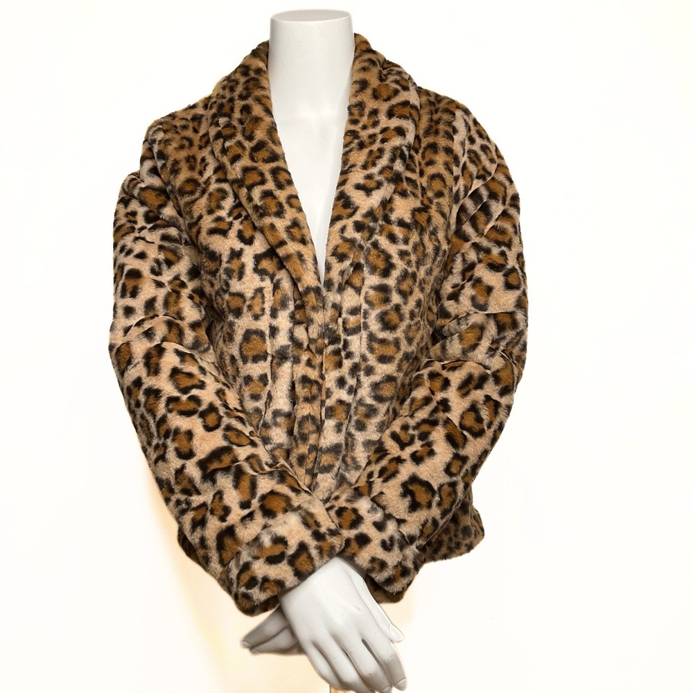 Messini Faux Leopard Animal Print Jacket Womens SZ S Rock Chic Edgy Mob Wife