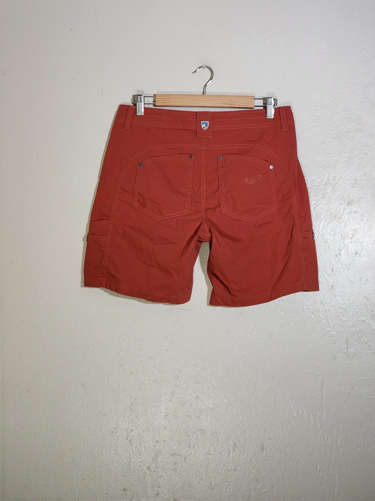 Kuhl Shorts Womens 10 orange Cargo Outdoor Hiking Utility Pockets Stretch