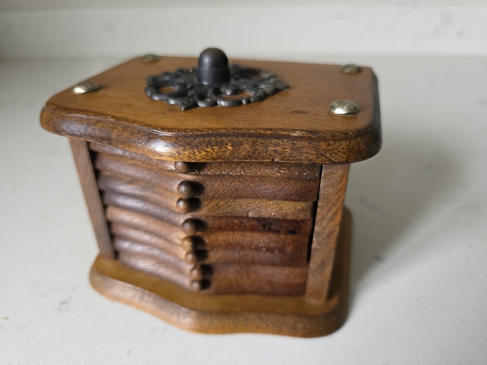 Vintage Mid Century Drawer Coaster Set Wood & Cork Coasters (8) EUC