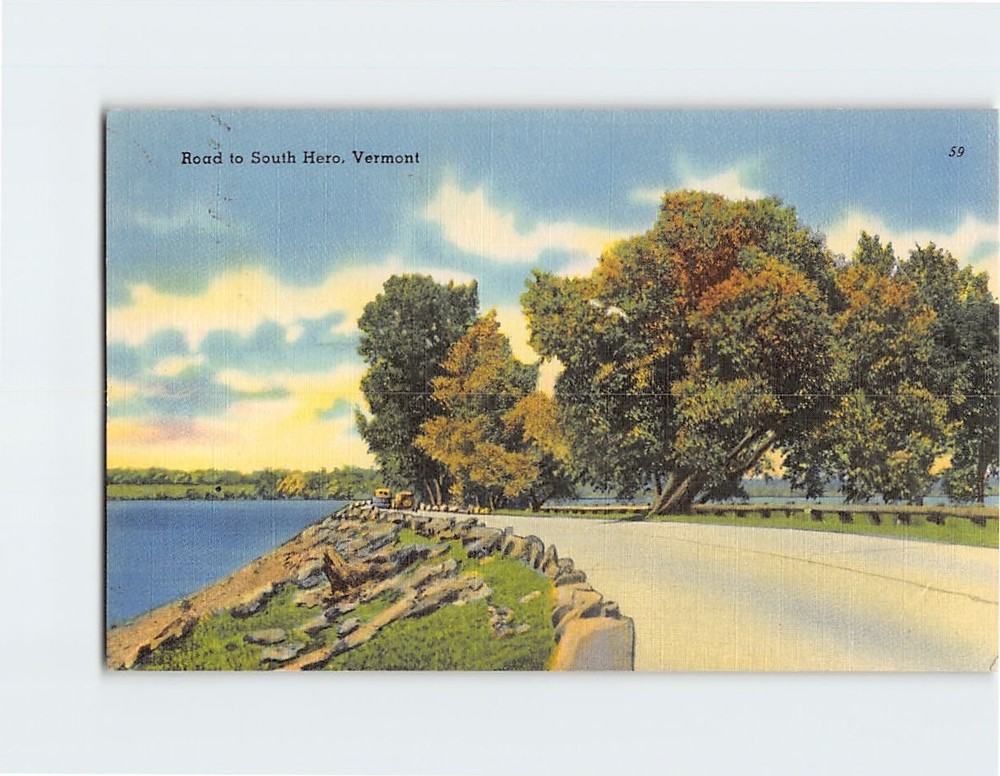 Postcard Road to South Hero Vermont USA