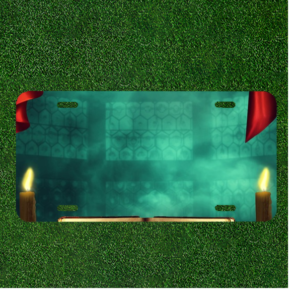 Custom Personalized Auto Tag With Amazing Candles Lit In Blue Add Names