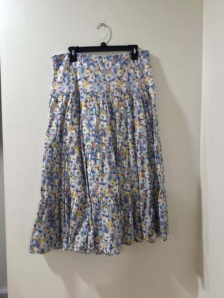 Chaps Multicolor Floral 100% Cotton Maxi Skirt Large