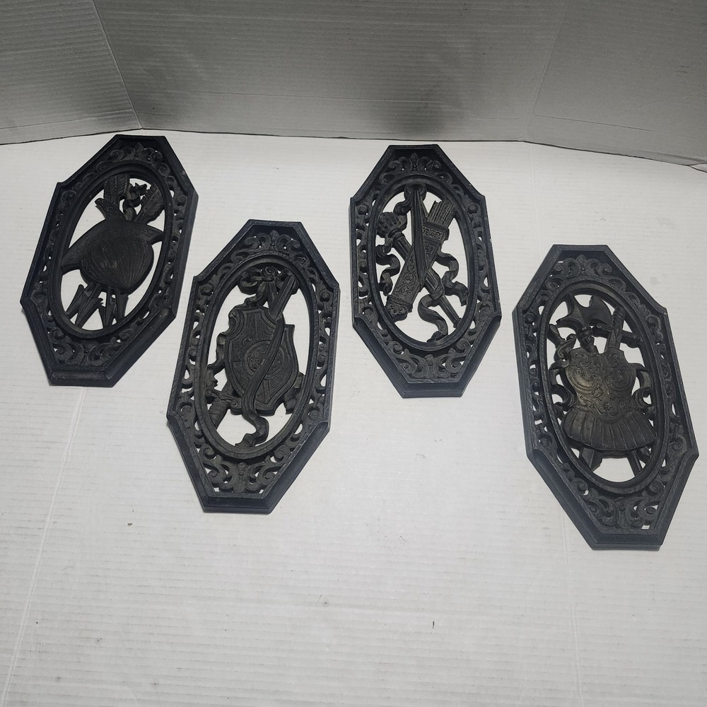 Lot of 4 Vtg Syroco Homco Knights Armor Medieval Wall Decor Plaques MCM USA 13