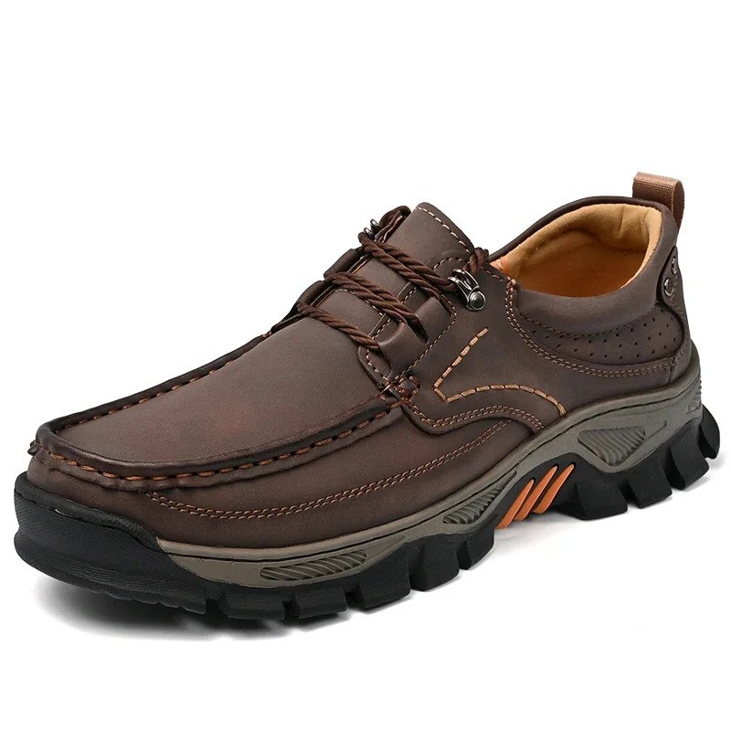 Men cycling Shoes Handmade Leather Loafers Hiking Moccasins Walking boots Brown