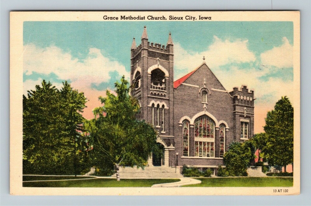 Sioux City IA-Iowa, Grace Methodist Church, Religion, Vintage Postcard