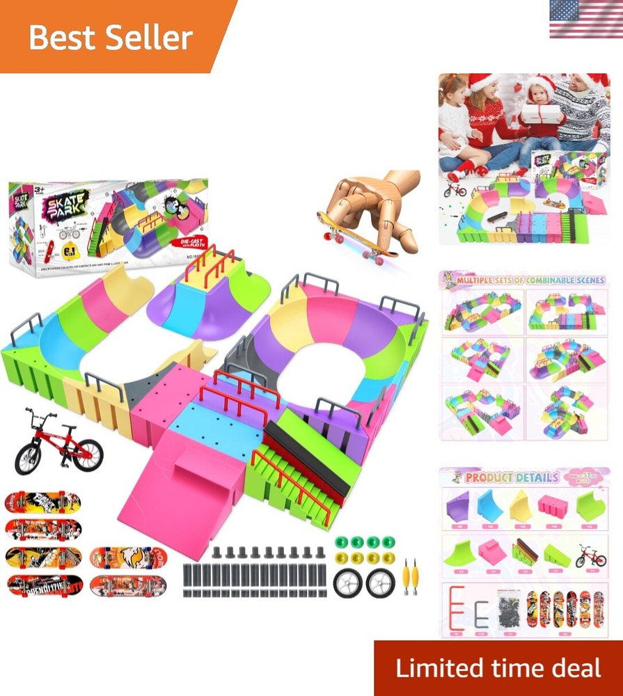 Fingerboard Skate Park Kit: 57pcs Fingerboard Skatepark Deck Kit with 31 Cust...
