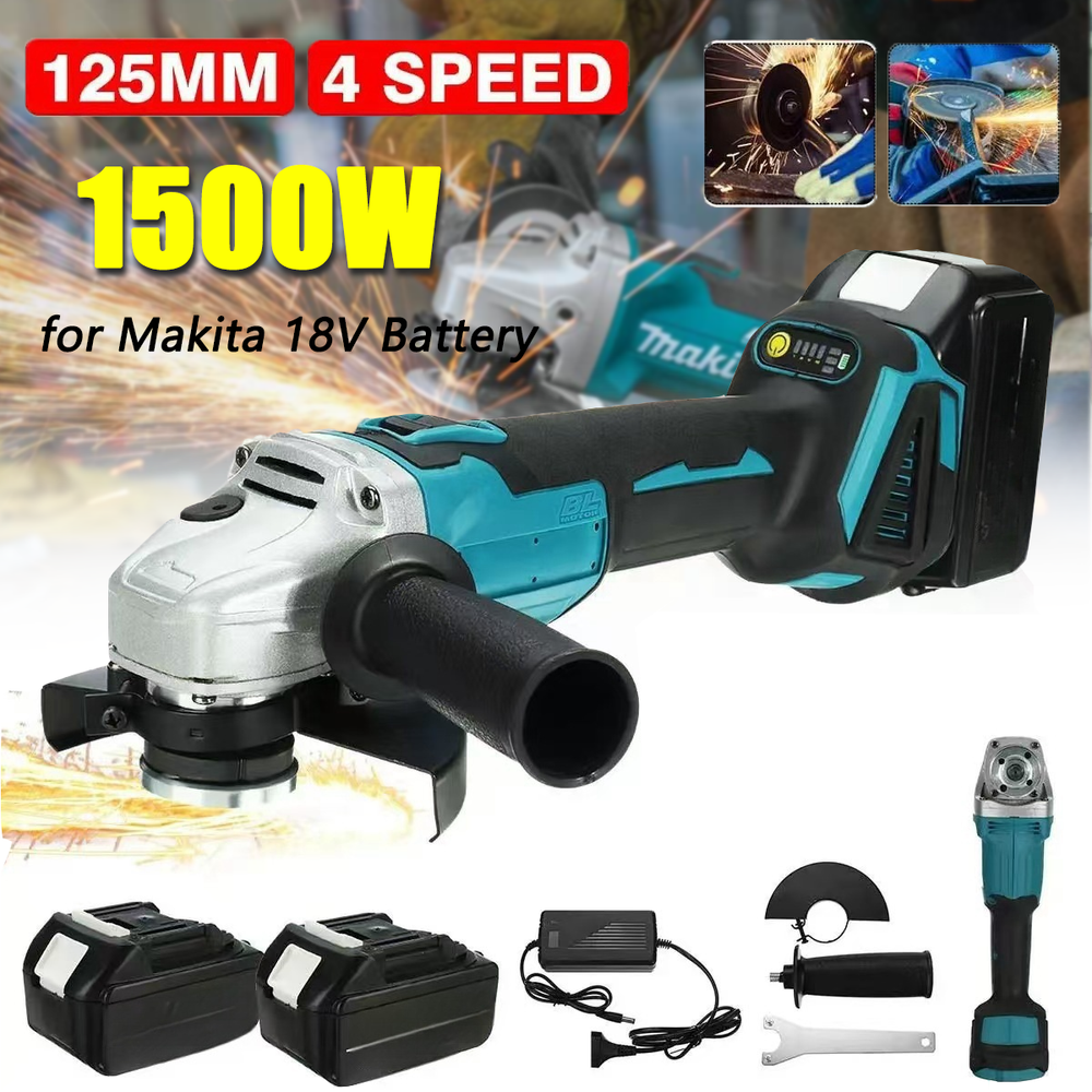 21V Cordless Brushless Angle Grinder 8500 RPM with 2 Batteries US