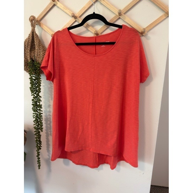 Soft Surroundings Tee Pima Cotton Modal L Coral Short Sleeve Scoop Neck