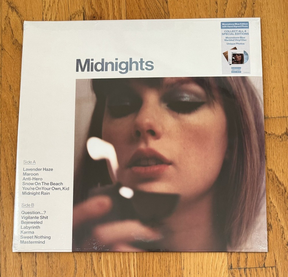 NEW Taylor Swift Midnights Moonstone Blue Vinyl with Hand Signed Photo