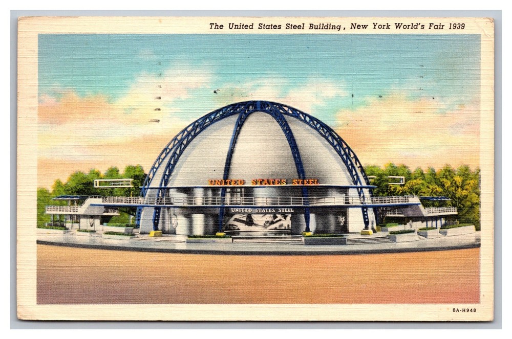 New York City NY World's Fair US Steel Building Posted 1939 Linen Postcard