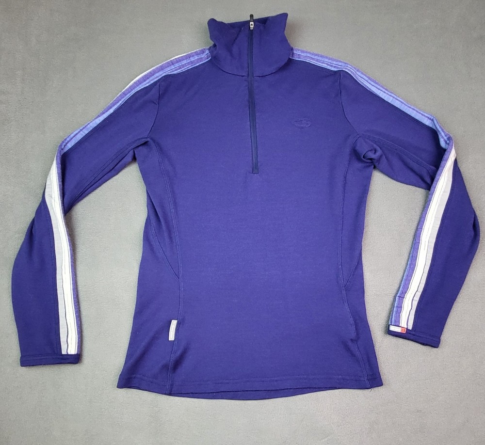 Icebreaker Merino 260 Tech Women's 1/4 Zip Base Layer Small Purple Lightweight