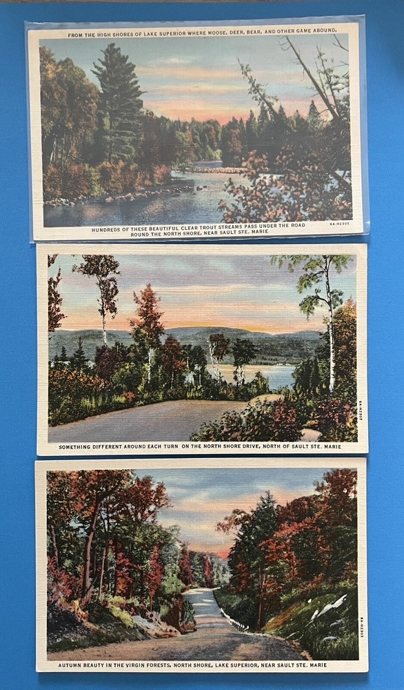 Sault Ste Marie Michigan Vintage Linen Postcard Lot North Shore Lake Superior