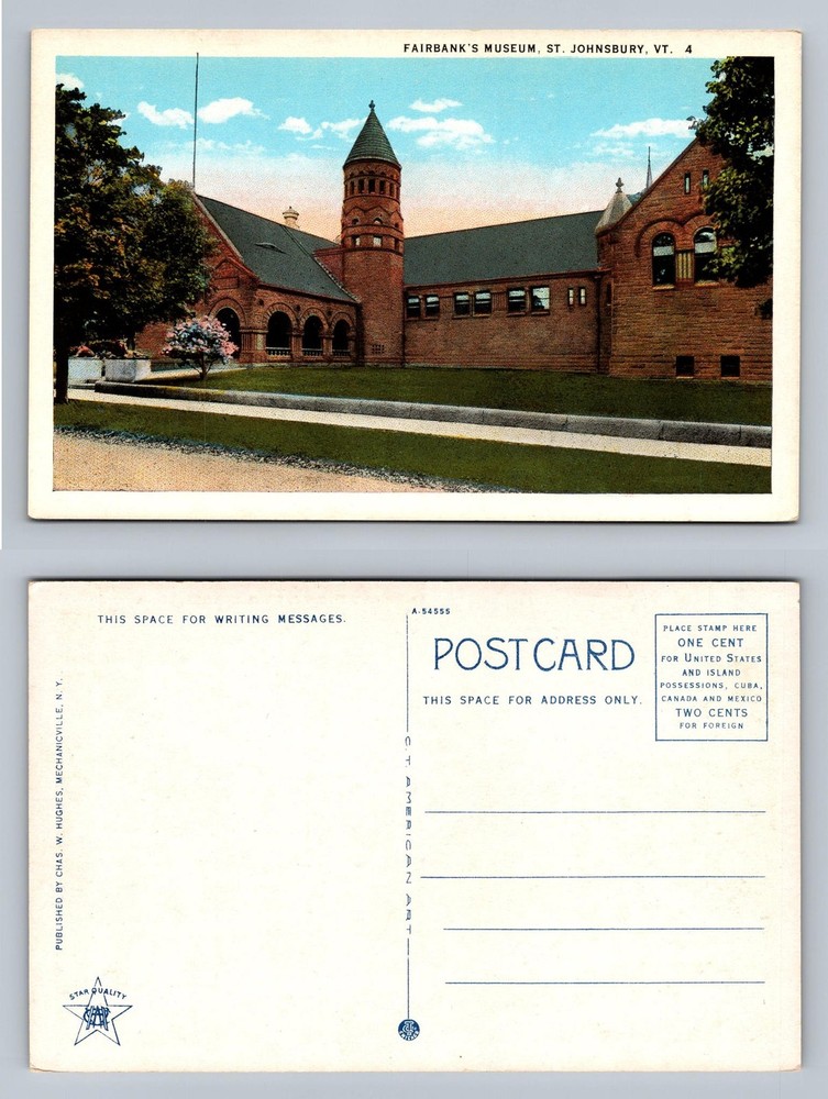 St Johnsbury, VT-Vermont, Fairbanks Museum View PC Vintage Postcard