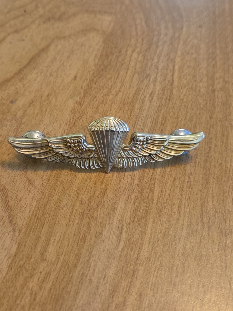 Original Korean War USMC Navy Paratrooper Jump Wings 1/20 10k Gold Ser 678 H&H