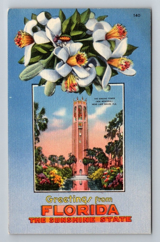 Lake Wales, FL-Florida, Singing Tower Bok Memorial Gardens Vintage Postcard