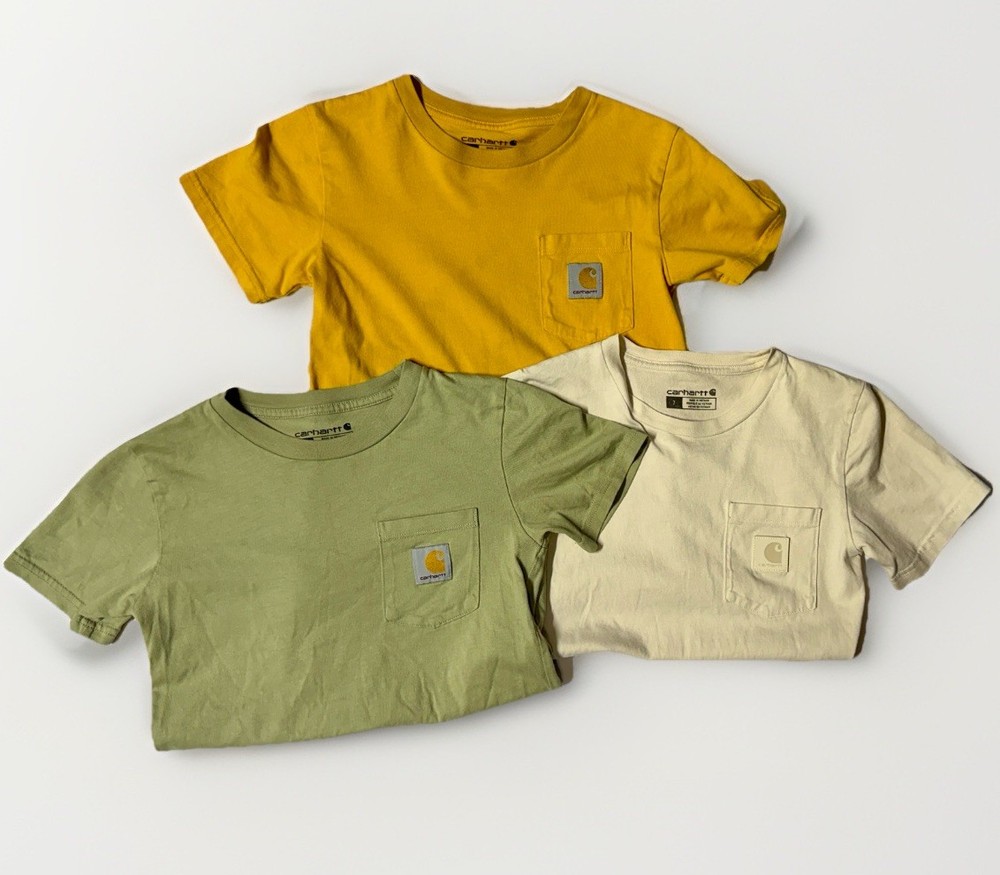 Carhartt Boys Size 7 Pocket Graphic Tractor T-Shirt Lot of 3 Cotton