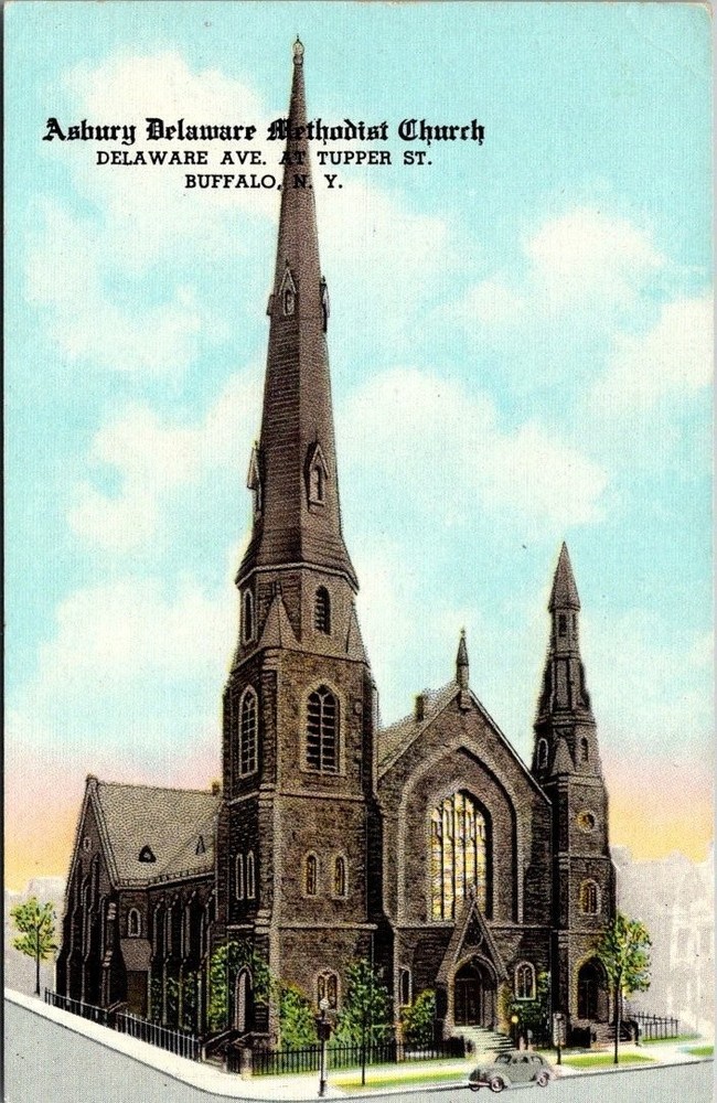 Asbury Delaware Methodist Church Buffalo NY Postcard CT Art