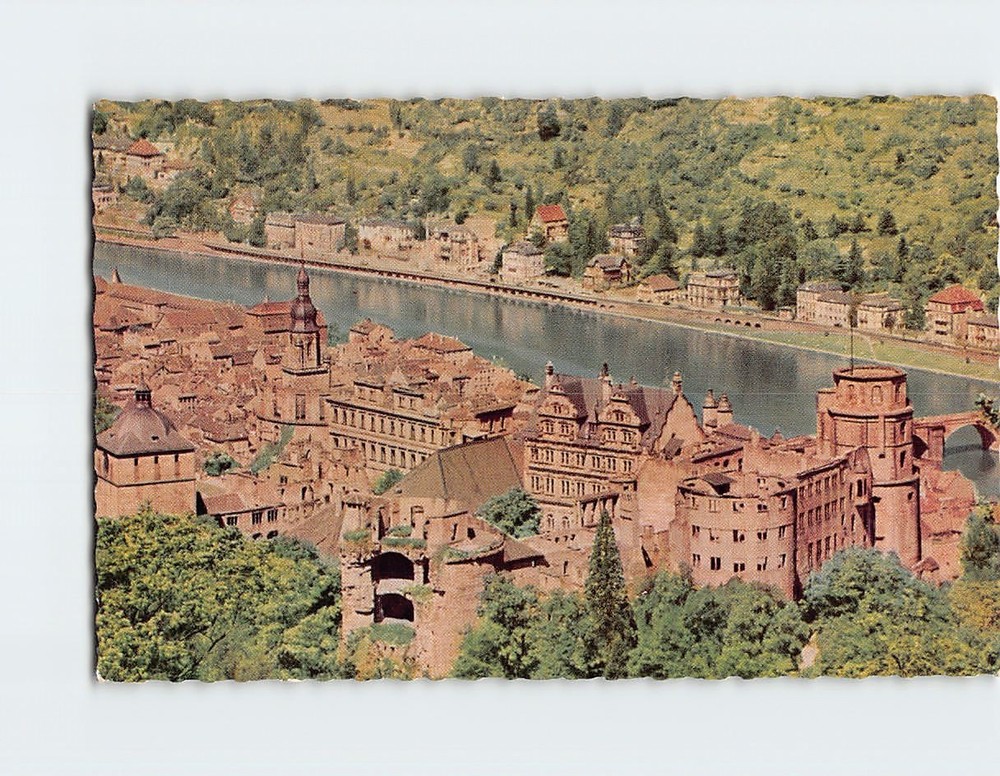 Postcard Blick auf Schloss und Neckar Heidelberg Germany
