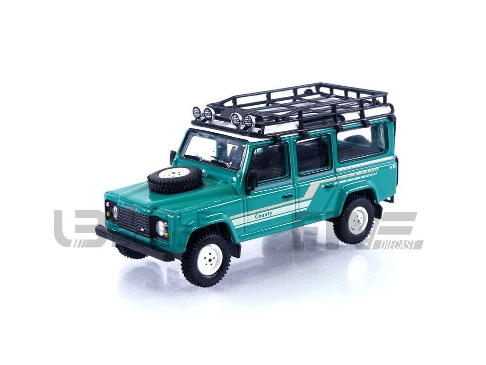 MINI GT 1/64 Land Rover Defender 110 1985 County Station Wagon, Trend Green,