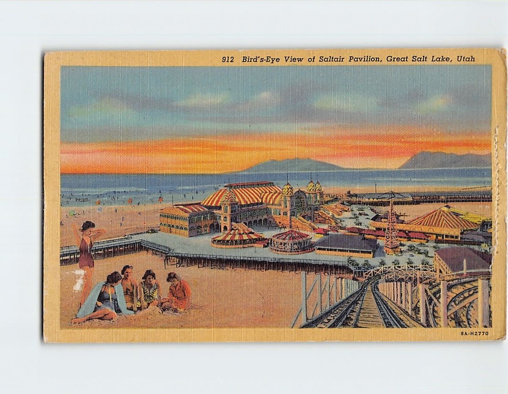 Postcard Aerial View Saltair Pavilion Great Salt Lake City Utah USA