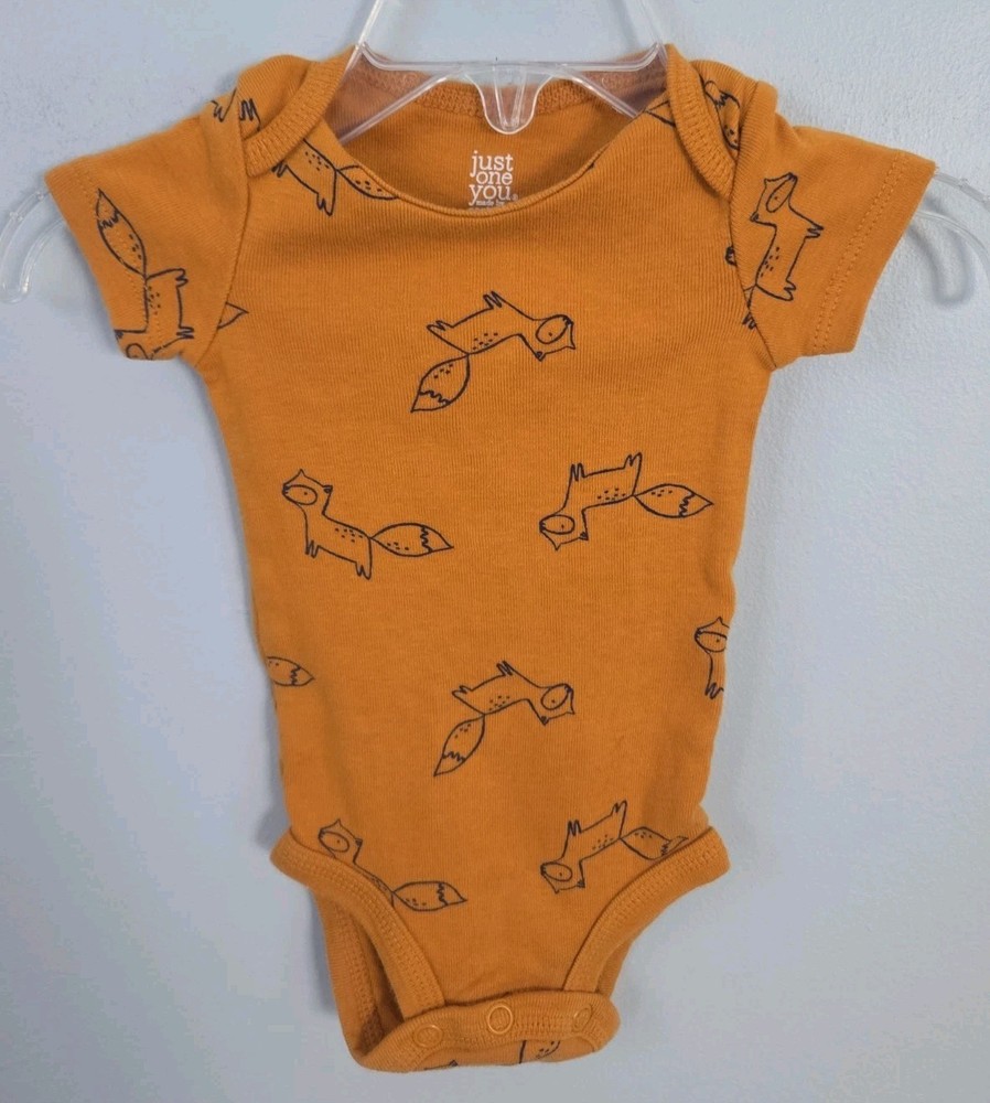 Carter’s Just One You Newborn Fox Print Bodysuit NB Orange Baby One Piece